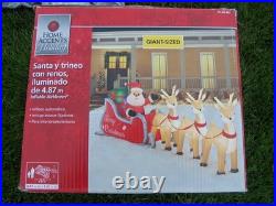 16' FT Airblown Inflatable LED LIGHTED Santa Sleigh Scene and Reindeer
