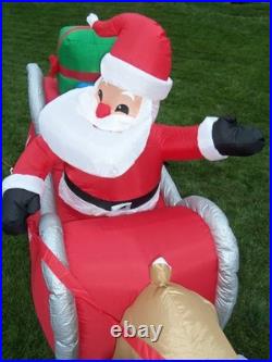 16' FT Airblown Inflatable LED LIGHTED Santa Sleigh Scene and Reindeer