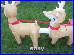 16' FT Airblown Inflatable LED LIGHTED Santa Sleigh Scene and Reindeer