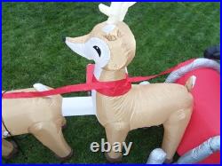 16' FT Airblown Inflatable LED LIGHTED Santa Sleigh Scene and Reindeer