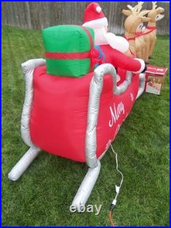 16' FT Airblown Inflatable LED LIGHTED Santa Sleigh Scene and Reindeer