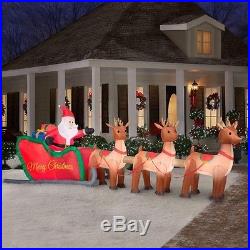 16 FT Santa Sleigh Reindeer Christmas Inflatable Lighted Yard Decor Air blown