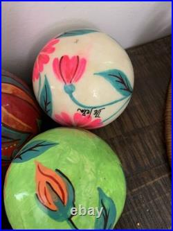 16 Hand-Painted Decorative Balls Signed De Seta Mexican Folk Art Paper Mache 16 Hand-Painted Decorative Balls Signed De Seta Mexican Folk Art Paper Mache