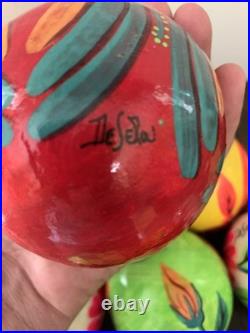 16 Hand-Painted Decorative Balls Signed De Seta Mexican Folk Art Paper Mache 16 Hand-Painted Decorative Balls Signed De Seta Mexican Folk Art Paper Mache