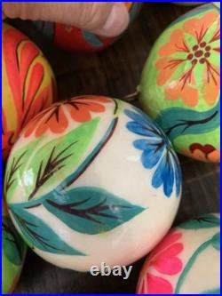 16 Hand-Painted Decorative Balls Signed De Seta Mexican Folk Art Paper Mache 16 Hand-Painted Decorative Balls Signed De Seta Mexican Folk Art Paper Mache