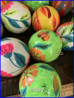16 Hand-Painted Decorative Balls Signed De Seta Mexican Folk Art Paper Mache 16 Hand-Painted Decorative Balls Signed De Seta Mexican Folk Art Paper Mache