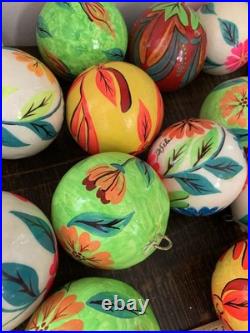 16 Hand-Painted Decorative Balls Signed De Seta Mexican Folk Art Paper Mache 16 Hand-Painted Decorative Balls Signed De Seta Mexican Folk Art Paper Mache