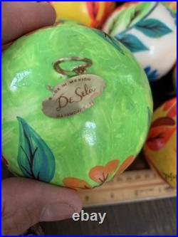 16 Hand-Painted Decorative Balls Signed De Seta Mexican Folk Art Paper Mache 16 Hand-Painted Decorative Balls Signed De Seta Mexican Folk Art Paper Mache