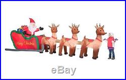 16' Inflatable Santa in Sleigh Reindeer Christmas Holiday Yard Lawn Decor New