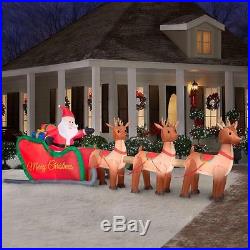 16 ft Inflatable Christmas Santa Sleigh Reindeer Lawn Holiday Yard Xmas Airblown