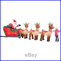16 ft Inflatable Christmas Santa Sleigh Reindeer Lawn Holiday Yard Xmas Airblown