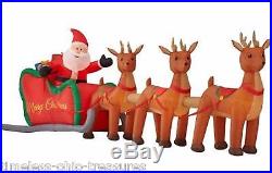 16 ft Inflatable Santa in Sleigh Reindeer Christmas Holiday Yard Lawn Decor