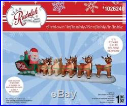 17.5 Ft Huge Rudolph And Santa Sleigh Airblown Inflatable New In Box