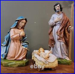 17 HOLY FAMILY Hand Painted ITALY SET of 3 Mache Plaster NWOB Mint Retail $750