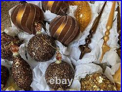 17 VTG Frontgate Holiday Collection Christmas 5-11 Ornaments Brown Gold Jewel