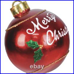 17in Red Merry Christmas Vintage Ball Ornament Indoor/Outdoor Holiday Decoration