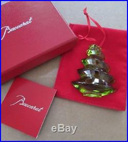 $180 Baccarat Green Crystal Christmas Noel Tree Ornament New In Box 2105362