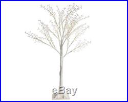 180cm 144 LED Pre Lit White Christmas Twig Tree With Snowballs & Glitter