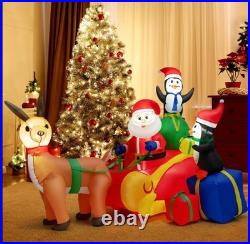 180cm Inflatable Santa Sleigh with reindeer Xmas Party Holiday Decorati