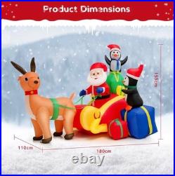 180cm Inflatable Santa Sleigh with reindeer Xmas Party Holiday Decorati