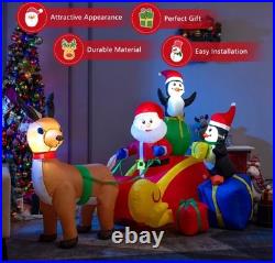 180cm Inflatable Santa Sleigh with reindeer Xmas Party Holiday Decorati