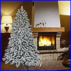 1820 Tips 7FT Artificial Flocked Snow Christmas Tree Flame Retardant White Trees