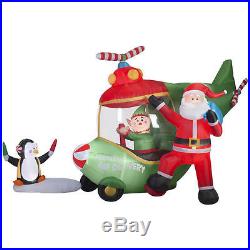 18.5' Animated Santa & Elf Helicopter Christmas Airblown Inflatable Yard Decor