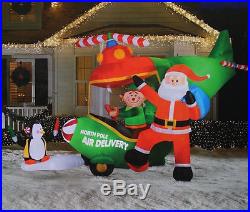 18.5' Animated Santa & Elf Helicopter Christmas Airblown Inflatable Yard Decor