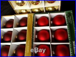18 Glass Christmas Ornament Bulbs Gold & Red 2 shades 3.4 inches Metal Crown