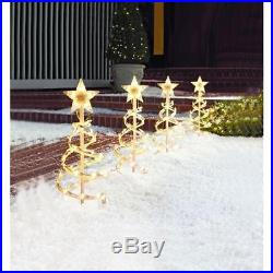 18 in. Clear Spiral Tree Pathway Lights Outdoor Christmas Decorations (Set of 4)