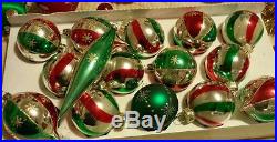 190+ Pcs Lot Of red green gold Christmas Ornaments Vtg shiny brite tree topper