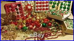 190+ Pcs Lot Of red green gold Christmas Ornaments Vtg shiny brite tree topper