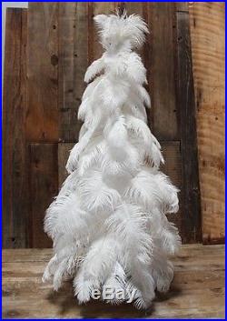1920′s Style White Vintage Real Feather Christmas Tree 3ft Ostrich Feather 36′
