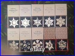 1970-1979 Sterling Silver Gorham Annual Snowflake Ornaments with Boxes & Pouches