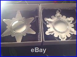 1970-1979 Sterling Silver Gorham Annual Snowflake Ornaments with Boxes & Pouches
