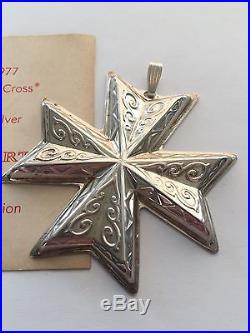 1977 Sterling Silver Reed and Barton Annual Christmas Cross Ornament 16g