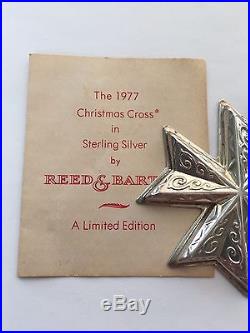 1977 Sterling Silver Reed and Barton Annual Christmas Cross Ornament 16g