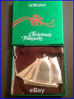 1984 Sterling Silver Gorham Christmas treasures Schooner Ornament With Box