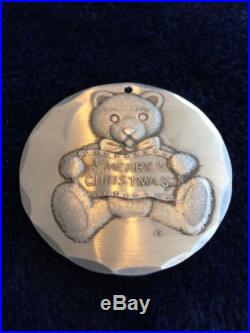 1986 WENDELL AUGUST FORGE Teddy Bear Stuffed Animal Aluminum Christmas Ornament