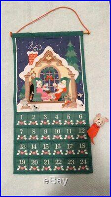 1987 Avon Fabric Advent Calendar CHRISTMAS COUNTDOWN Mouse Santa Claus