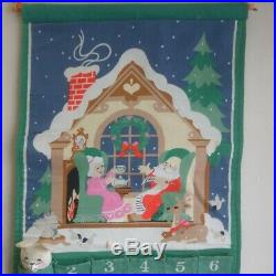 1987 Vtg Avon Cloth Advent Calendar Countdown To Christmas Includes Mouse Fabric