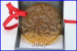 1991 Signed Lalique France Noel Christmas Tree Ornament Crystal Amber