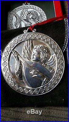 1993 Sterling Silver Gorham Angel with Mandolin Ornament with Box! HUGE