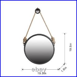 19.5 in Handsome Cleveland Mirror with Rope Strap Contemporary Design Circle Mi