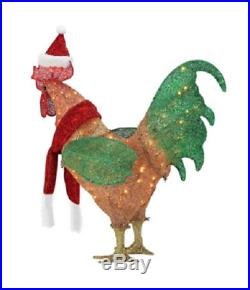 19 L Gemmy Christmas Rooster Santa Hat Yard Decor Lighted
