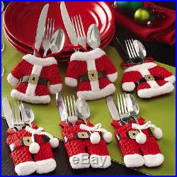 1Set Christmas Decorations Happy Santa Silverware Holders Pockets Dinner Decor