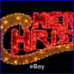 1.45m Indoor Outdoor Merry Christmas Tinsel Decor Motif Silhouette Led Light