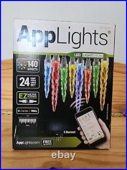 1 Box Gemmy APPLIGHTS 24 Count Icicle 140 Effects Xmas multi color & white