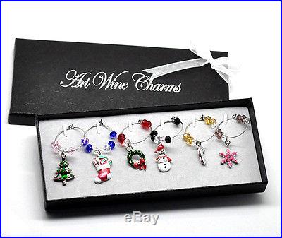 1 Box Mixed Christmas Wine Glass Charms Table Decorations