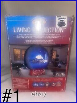 #1 Gemmy Living Projection 7.5′ Foot Inflatable Christmas Snow Globe
